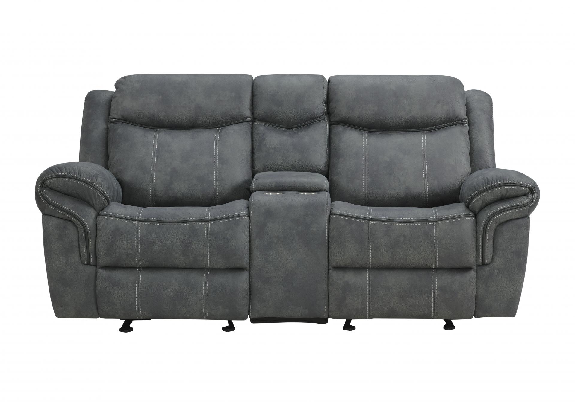 Pierce Dual Reclining Sofa with drop down tray and pull out drawer and Dual Reclining Loveseat with Console